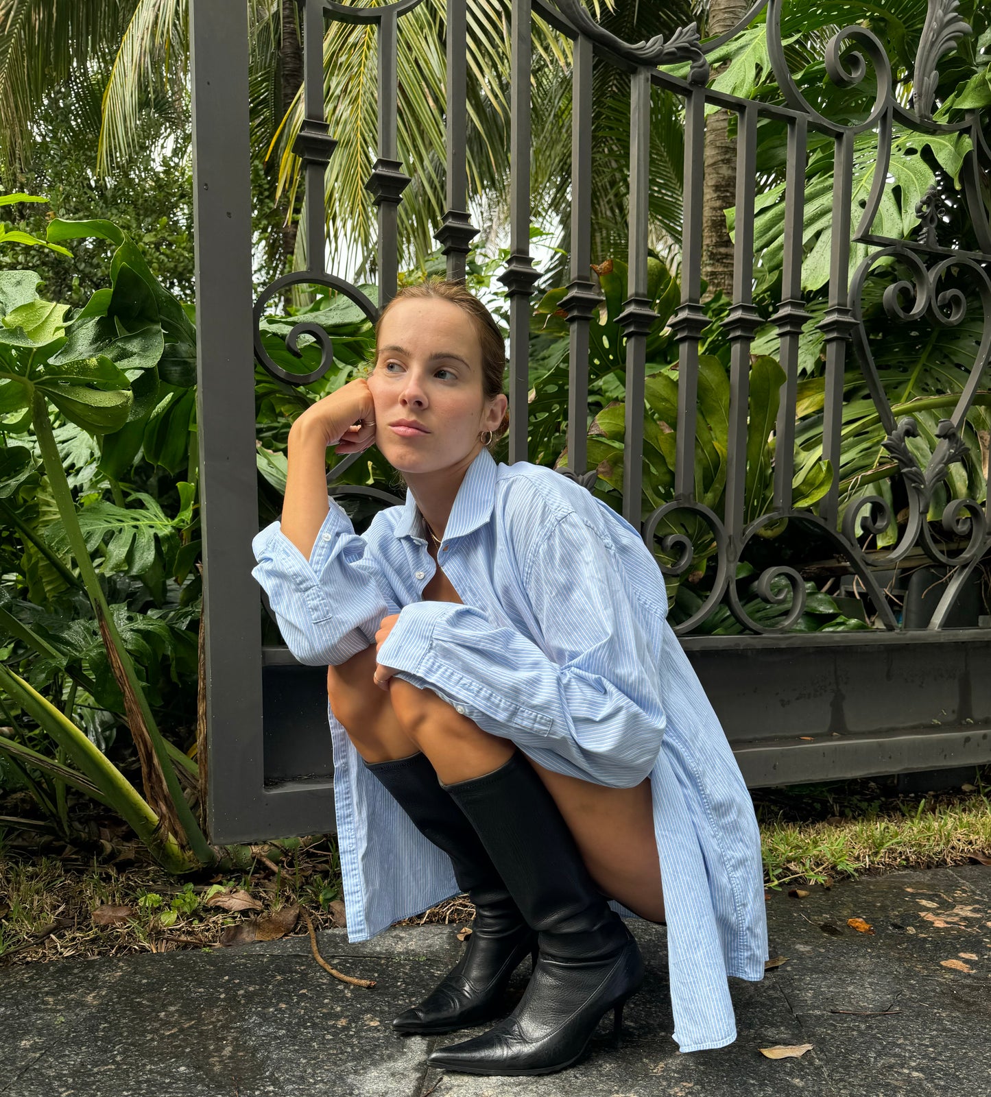 Calvin Klein White & Blue Striped Overshirt