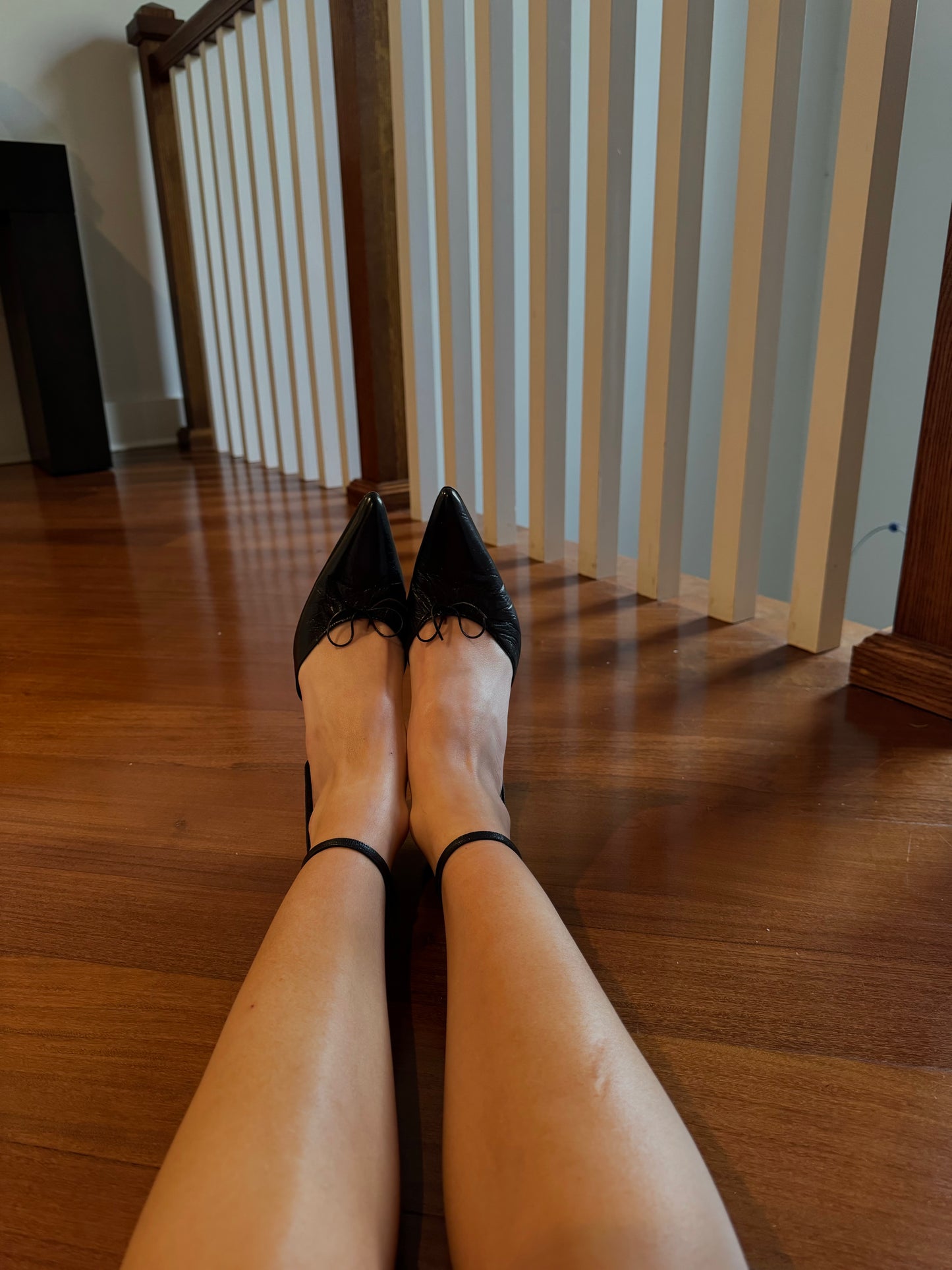 Black Strappy Kitten Heels