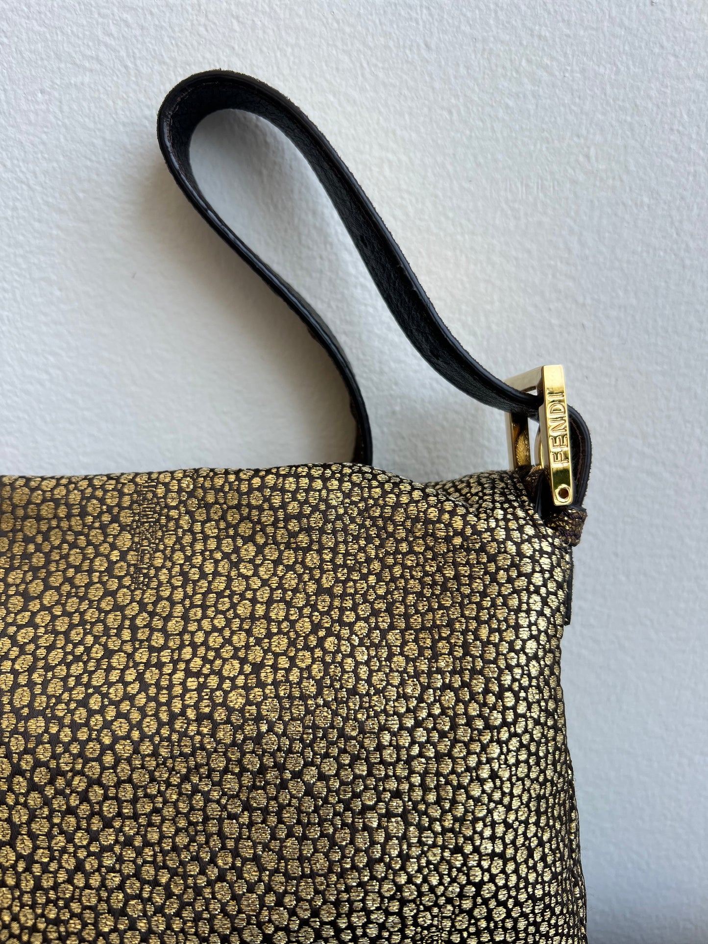 FENDI VINTAGE MAMMA GOLD PRINTED BAGUETTE
