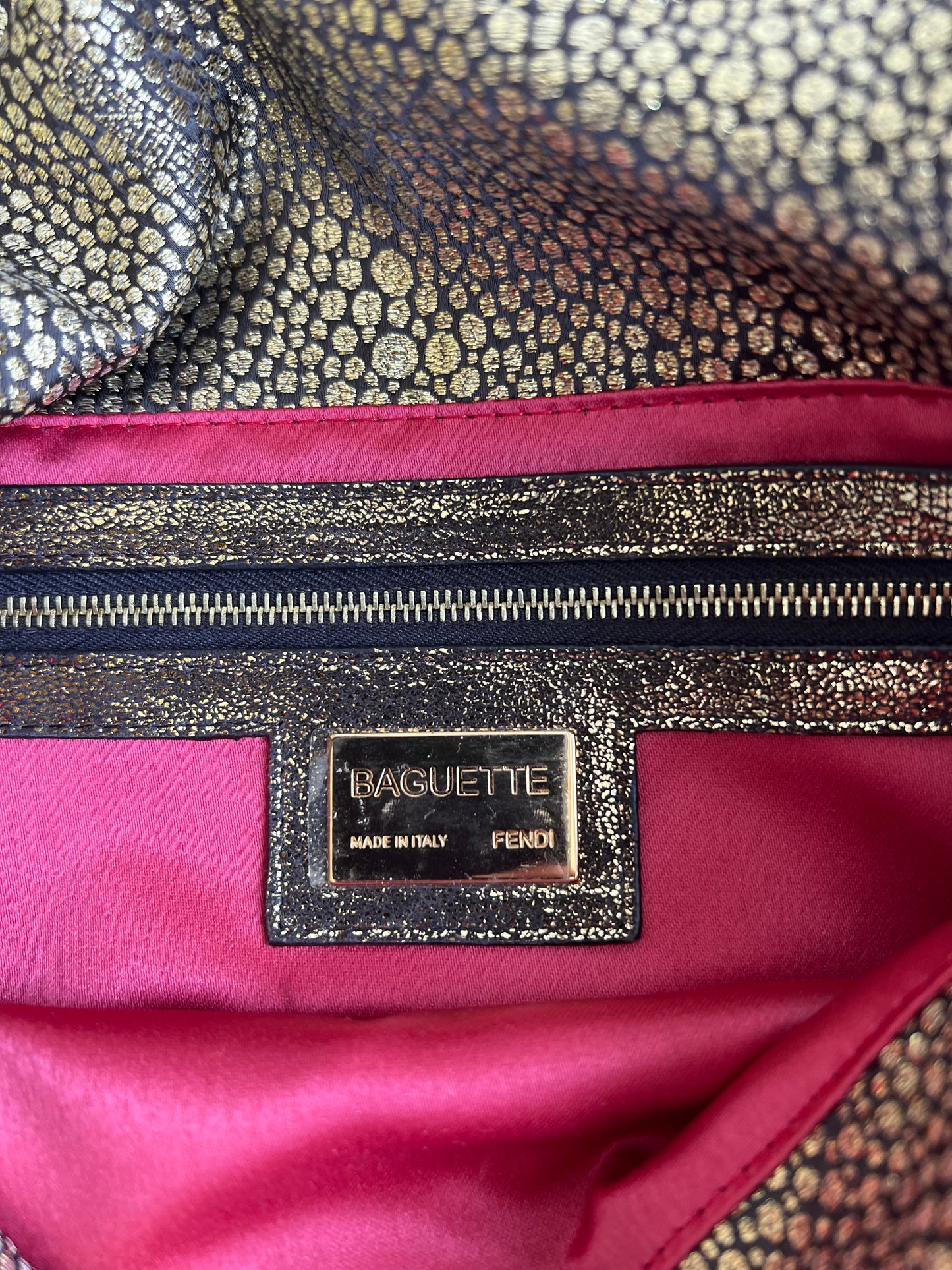 FENDI VINTAGE MAMMA GOLD PRINTED BAGUETTE