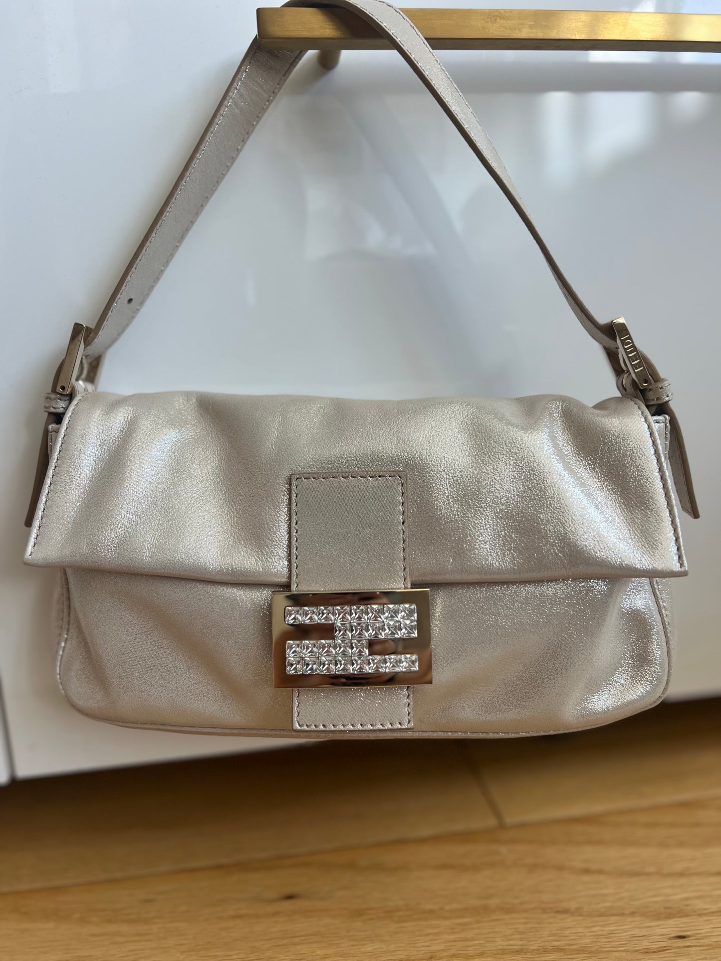 FENDI CHAMPAGNE RHINESTONE VINTAGE BAGUETTE