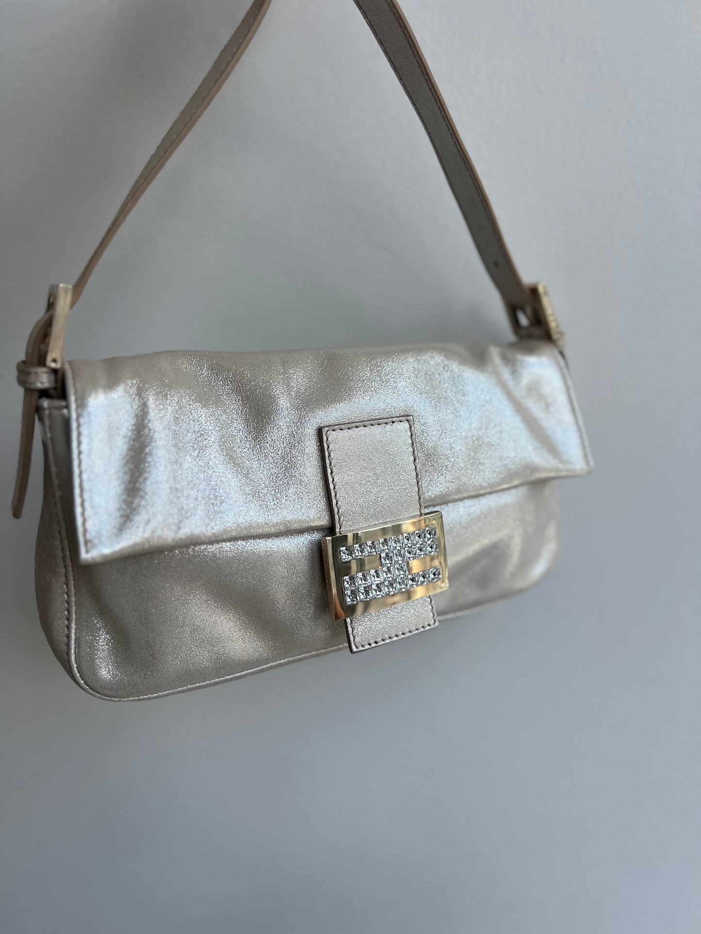 FENDI CHAMPAGNE RHINESTONE VINTAGE BAGUETTE