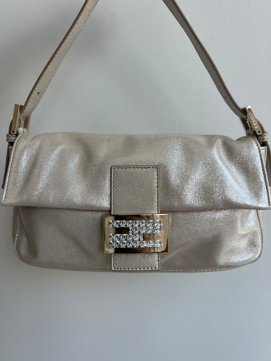 FENDI CHAMPAGNE RHINESTONE VINTAGE BAGUETTE