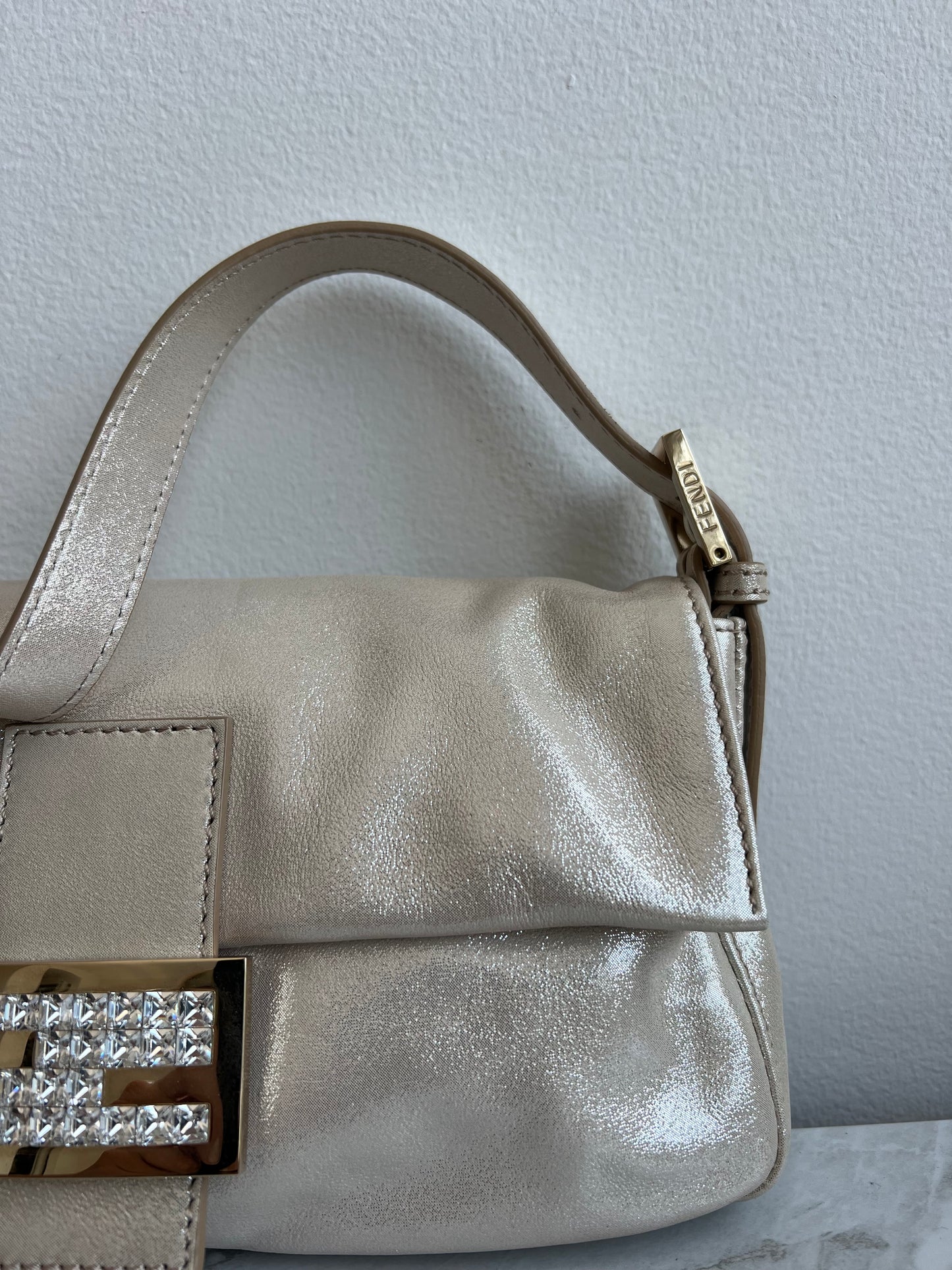 FENDI CHAMPAGNE RHINESTONE VINTAGE BAGUETTE